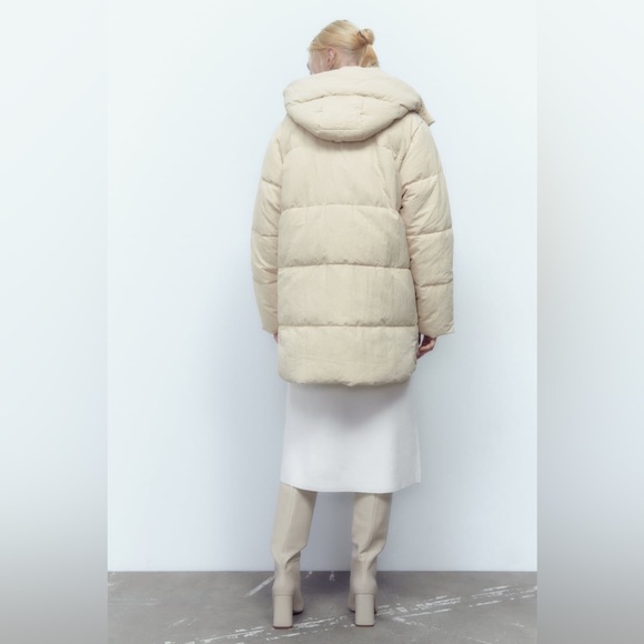 Zara Ecru Water Repellent Puffer Coat - Picture 10 of 16